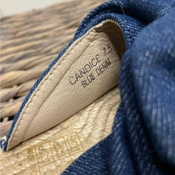 EUC Vintage Havana Candace sz 7.5 women's blue denim mule espadrilles flats mule - Picture 4 of 6